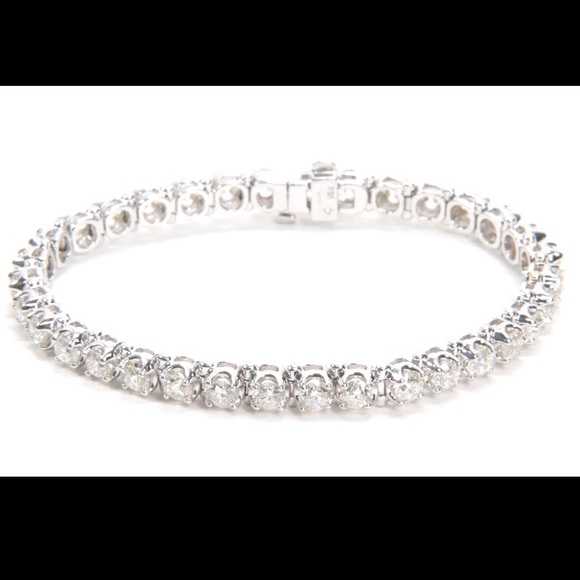 JWBR 14K White Gold 7.00ctw Natural Diamond Tennis Bracelet - Picture 5 of 8